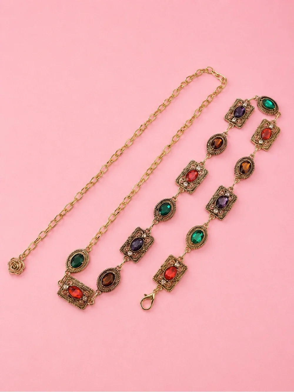 Gold Multistone Chain Belt